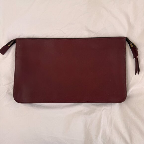Il Bisonte Dark Bordeaux Red Leather Zipper Pouch Clutch - Picture 8 of 11